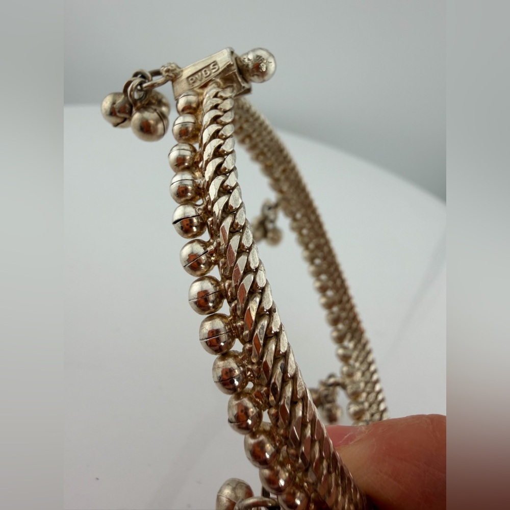 Vintage Sterling Silver jingle  Anklet anklets 30g / Payal Rajasthan Style - Picture 10 of 15
